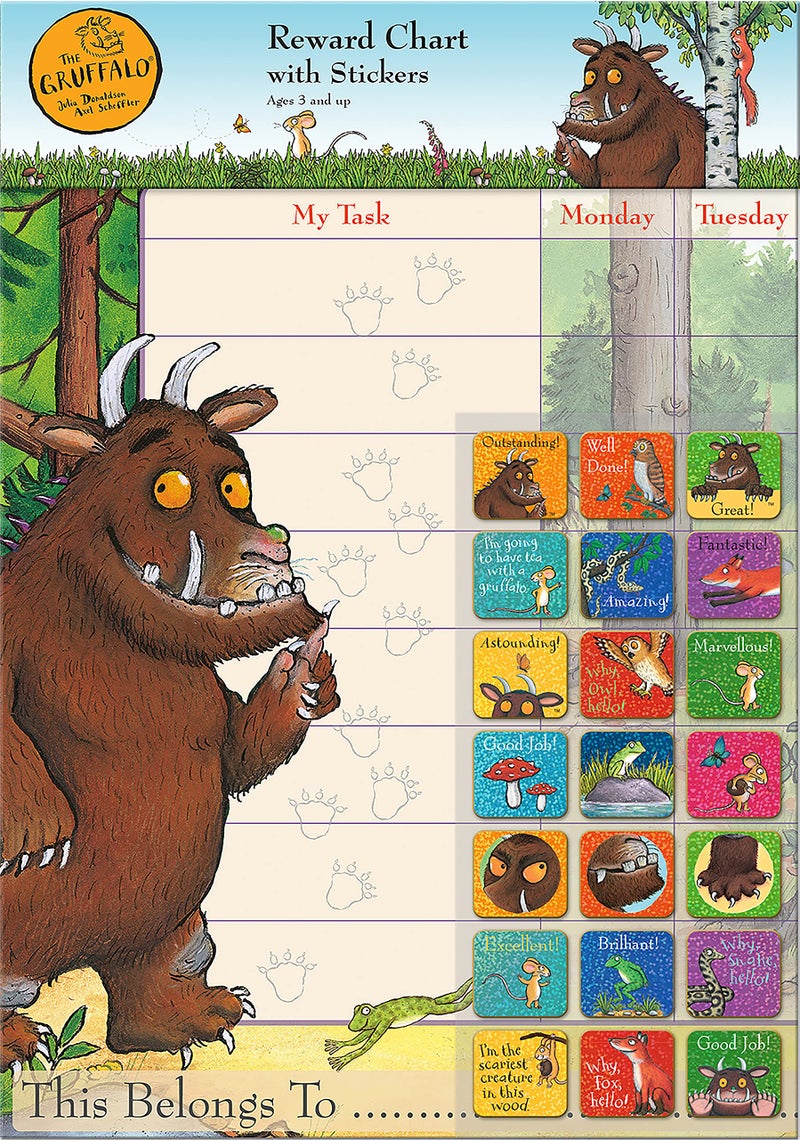 Paper Projects 01.70.30.016 The Gruffalo Reward Chart and Sparkly Stickers - Image 1